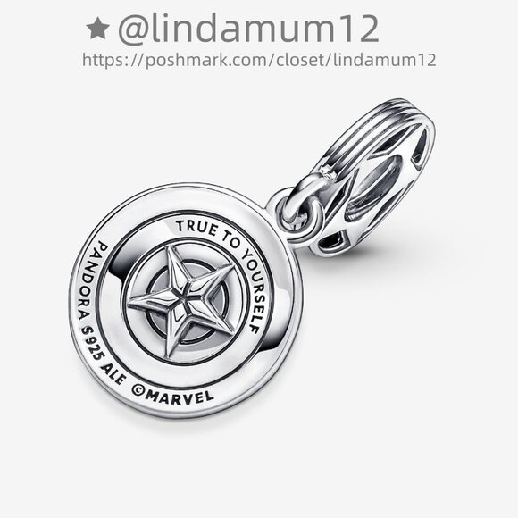 Pandora Marvel The Avengers Captain America Shield Dangle Charm - Picture 2 of 6